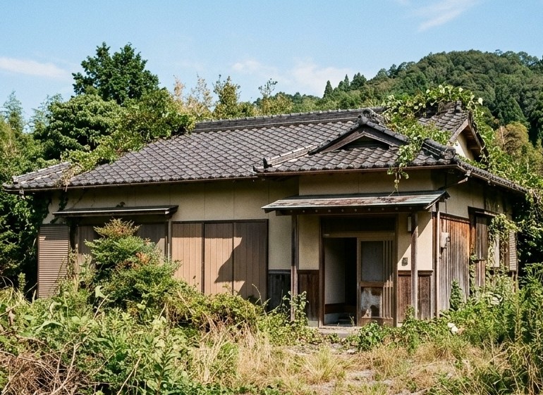不用品や家財が残されたまま放置された空き家の様子